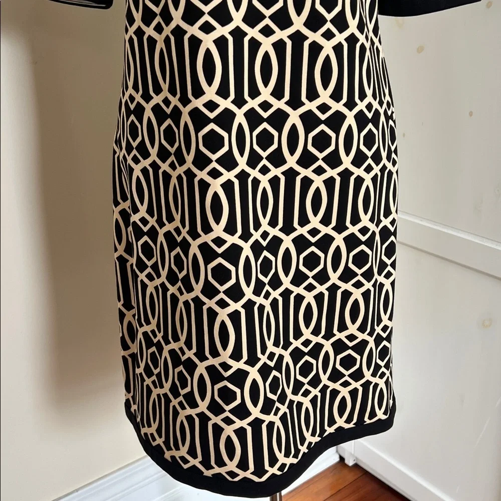 Jude Connally M | Black Beige Geometric Chain Link Print Knit Dress Made in USA - Picture 4 of 8